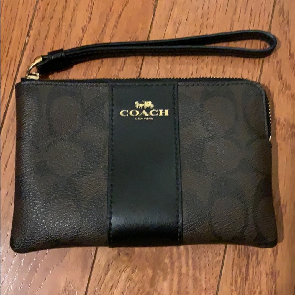 Coach Brown Signature Wristlet